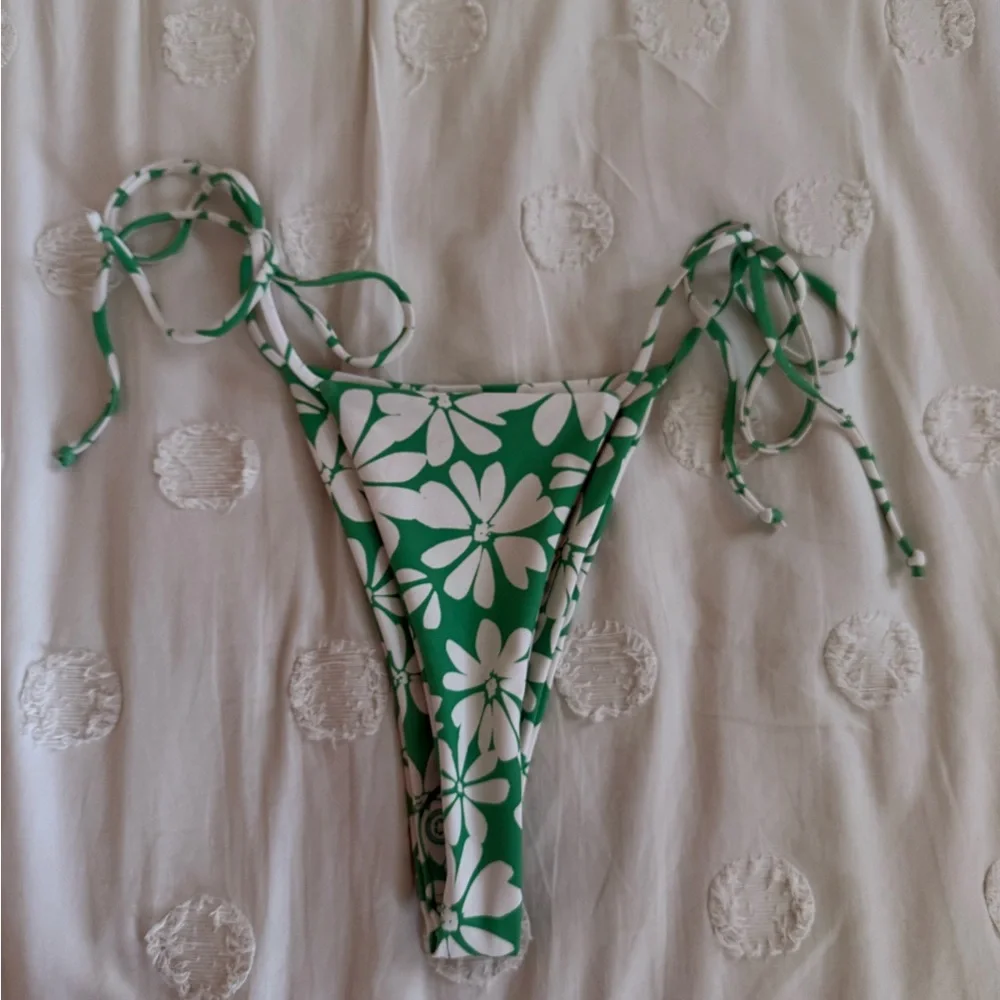 Skatie Green and White Floral String Bikini - Picture 7 of 11